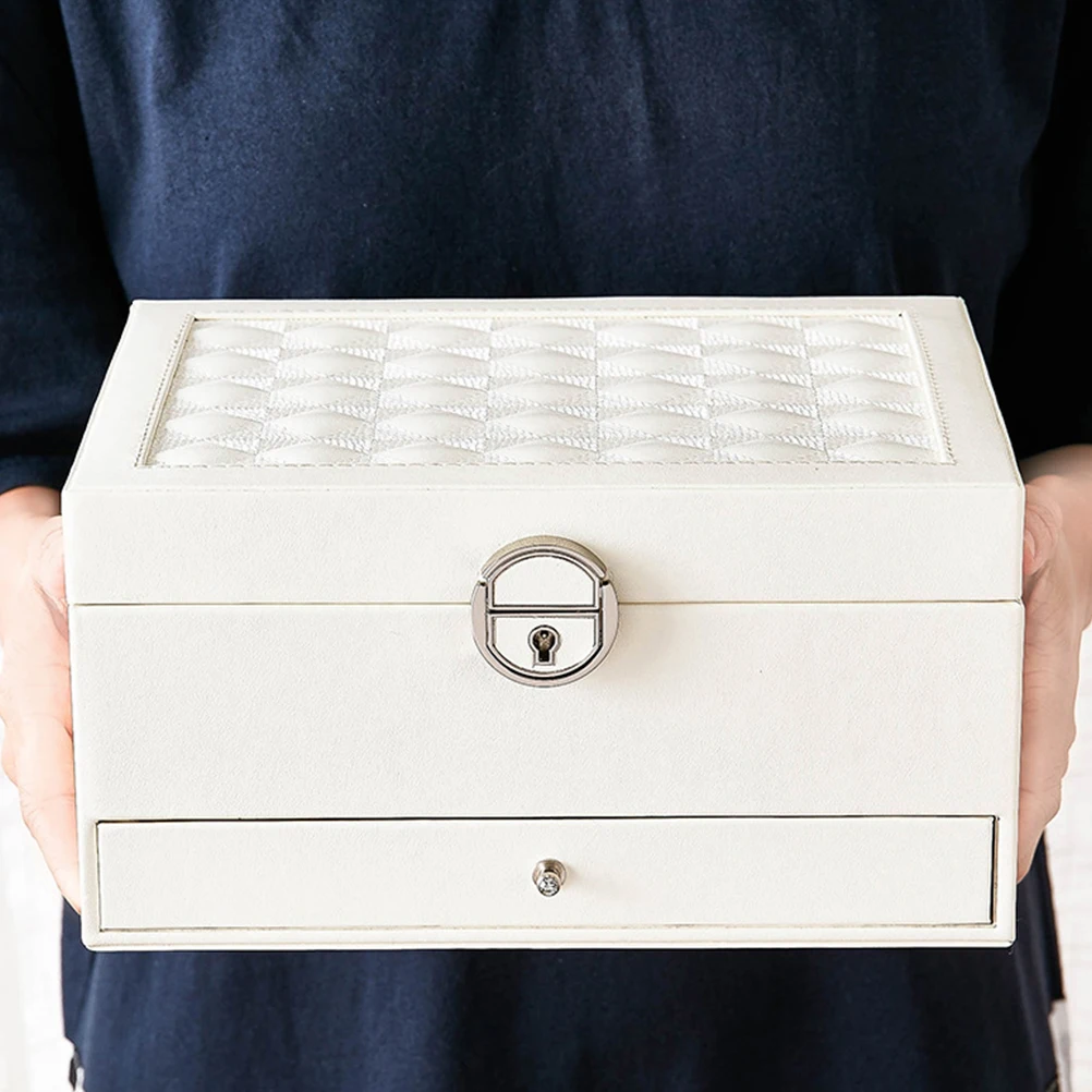 

Multi Layer Jewelry Box Large Capacity Women'S Storage Organizer With Lid White For Rings Earrings Gift Home Display