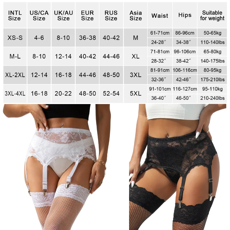 Ohyeahlady White Lace Stocking Belt Sexy Bride Garter Belts See Through Bdsm Lingerie Plus Size Floral Underwear Whith Stocking