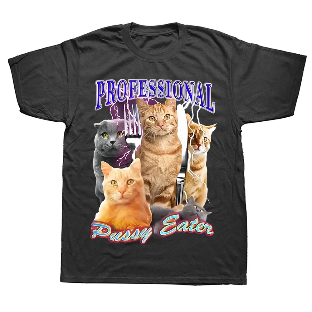 Professional Pussy Eater Funny Cat Lover T Shirt Men's Clothing Fashion T-shirts Cotton Casual Euro Size Tee Shirt Streetwear