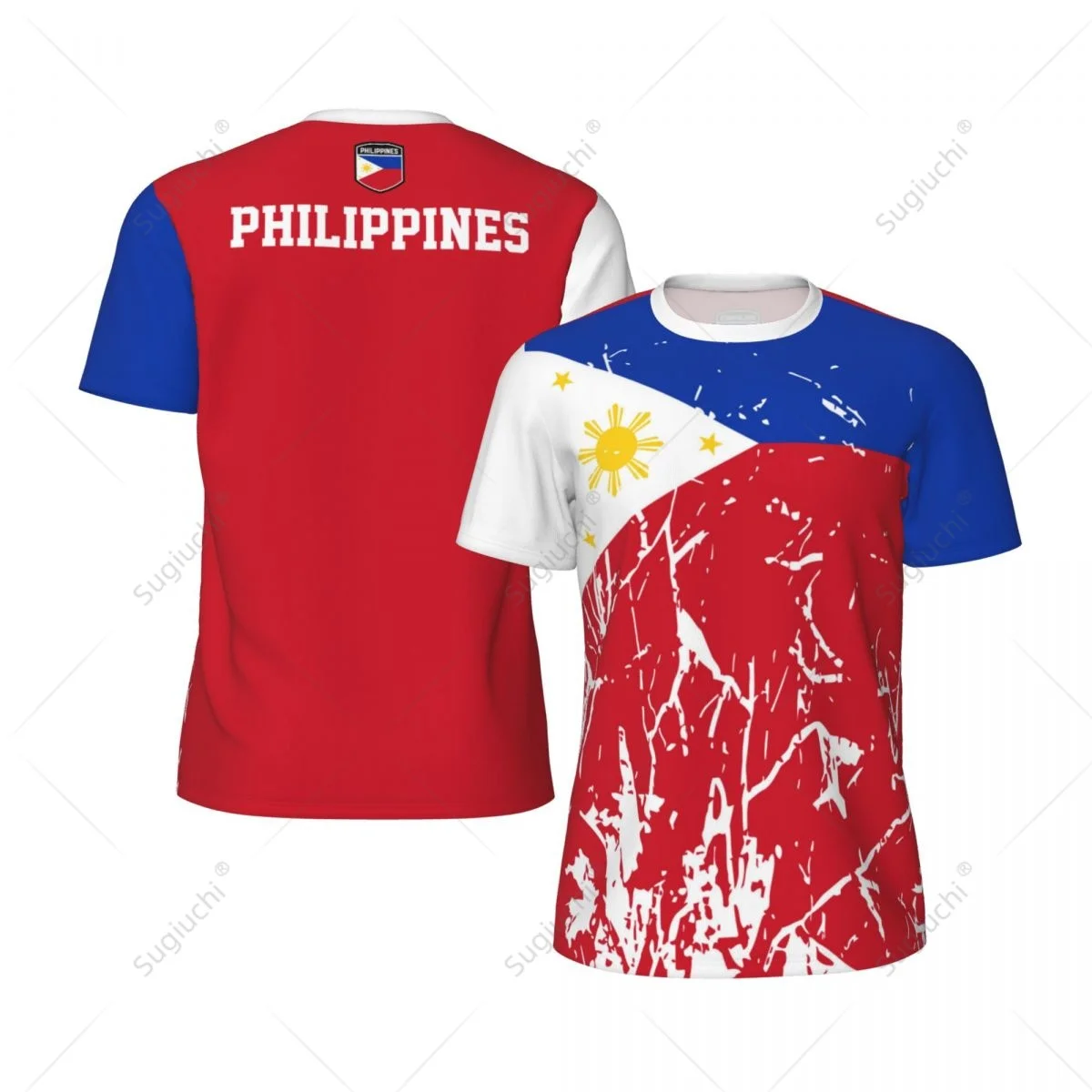 Exclusive design Philippines Flag Grain 3D Printed Men For Running Bike Soccer Tennis Fitness Sports tshirt Mesh Short T-shirt