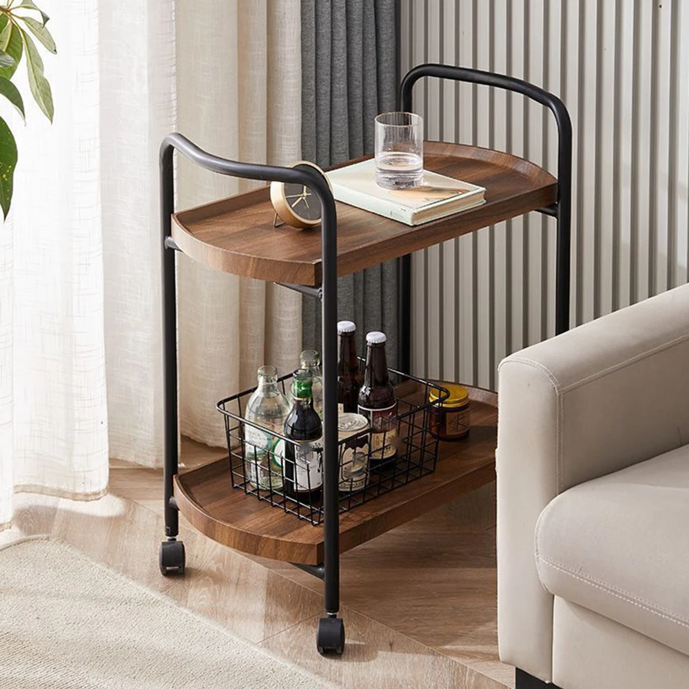 ใหม่ไม้รถเข็น Stable รถเข็น Strong แบริ่งอายุการใช้งานทนทาน Double Layer กันน้ําครีมกันแดด Bar Cart