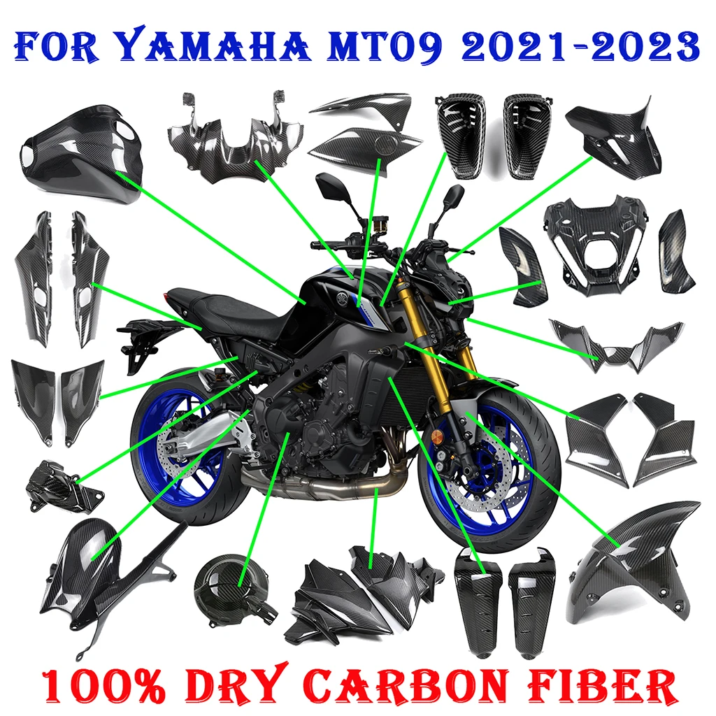 For YAMAHA MT09 FZ09 2021 2022 2023 Motorcycle Accessories Full Carbon Fiber Retrofit Parts Fairing Fenders Cover Panels Kits