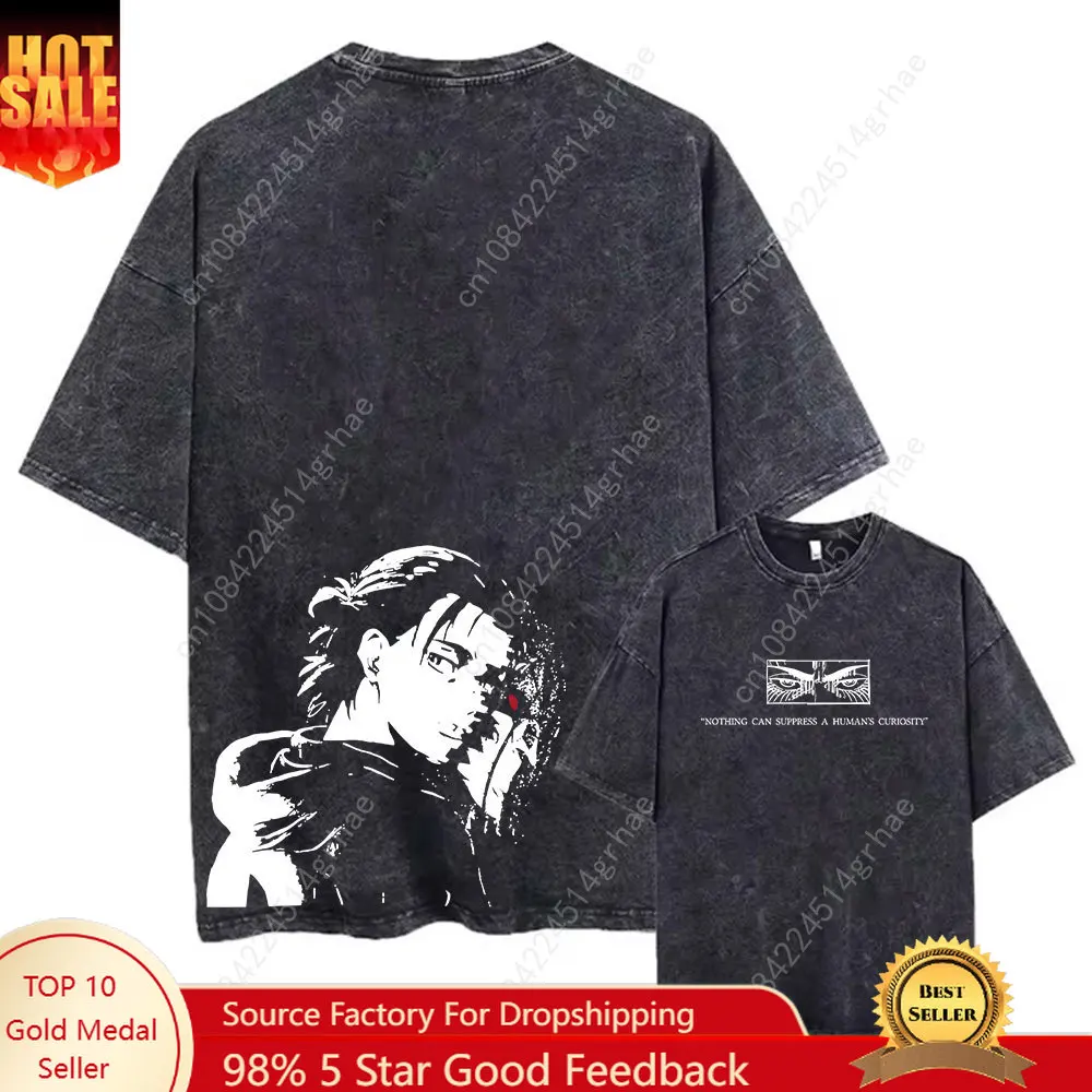 

Anime Attack On Titan Washed Tshirts Hip Hop Retro Punk Gothic Cotton Vintage T-Shirt Harajuku Casual Men Short Sleeve Top Tee