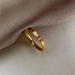 Golden Stainless Steel 2mm Heart Rings Women Size 5/6/7/8/9/10# Thin Finger Ring Wedding Band Engagement Jewelry Girlfriend Gift