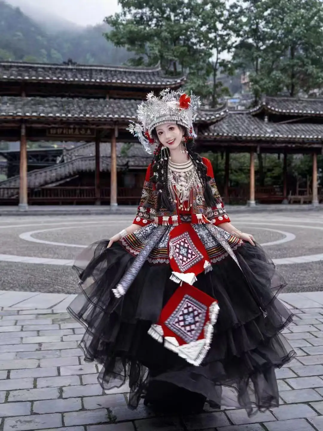 Женский костюм хмонг в национальном стиле, традиционная одежда Мяо в этническом стиле, винтажные костюмы для путешествий, свадебной фотографии, Hanfu