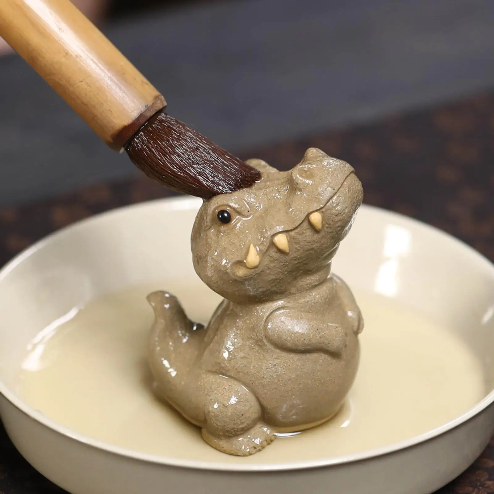 ديناصور الشاي الحيوانات الأليفة تمثال هدية مثالية ديكور المنزل الحرفية الحيوان زخرفة ديناصور تمثال للأصدقاء المنزل مكتب غرفة الشاي