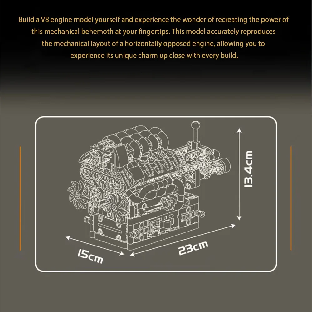 MOLD KING 787 Uds. Juego de bloques de construcción de motor de 8 cilindros con caja de cambios DIY montaje mecánico juguete STEM para adultos y adolescentes