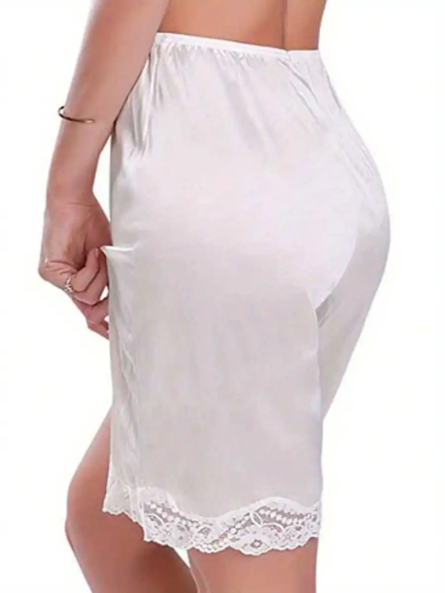 

Women Classic Midi Sleepwear Bottoms Summer Soft Solid Lace Half Slip