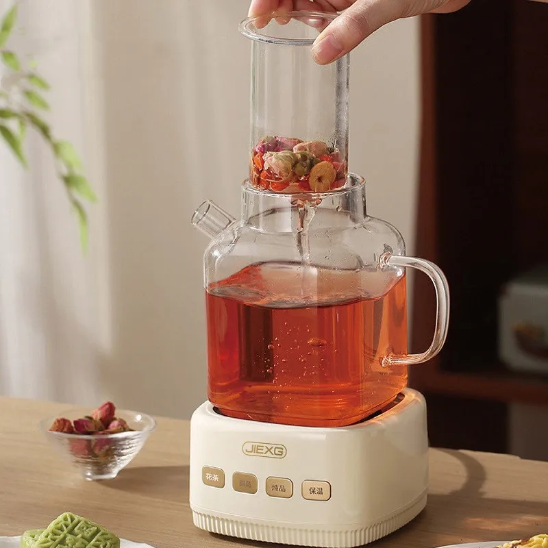 1000ml Health Cup Travel Electric Kettle MultifunctionalElectric Stew Cup Smart Office Glass Flower Teapot Auto Keep Warm 220V