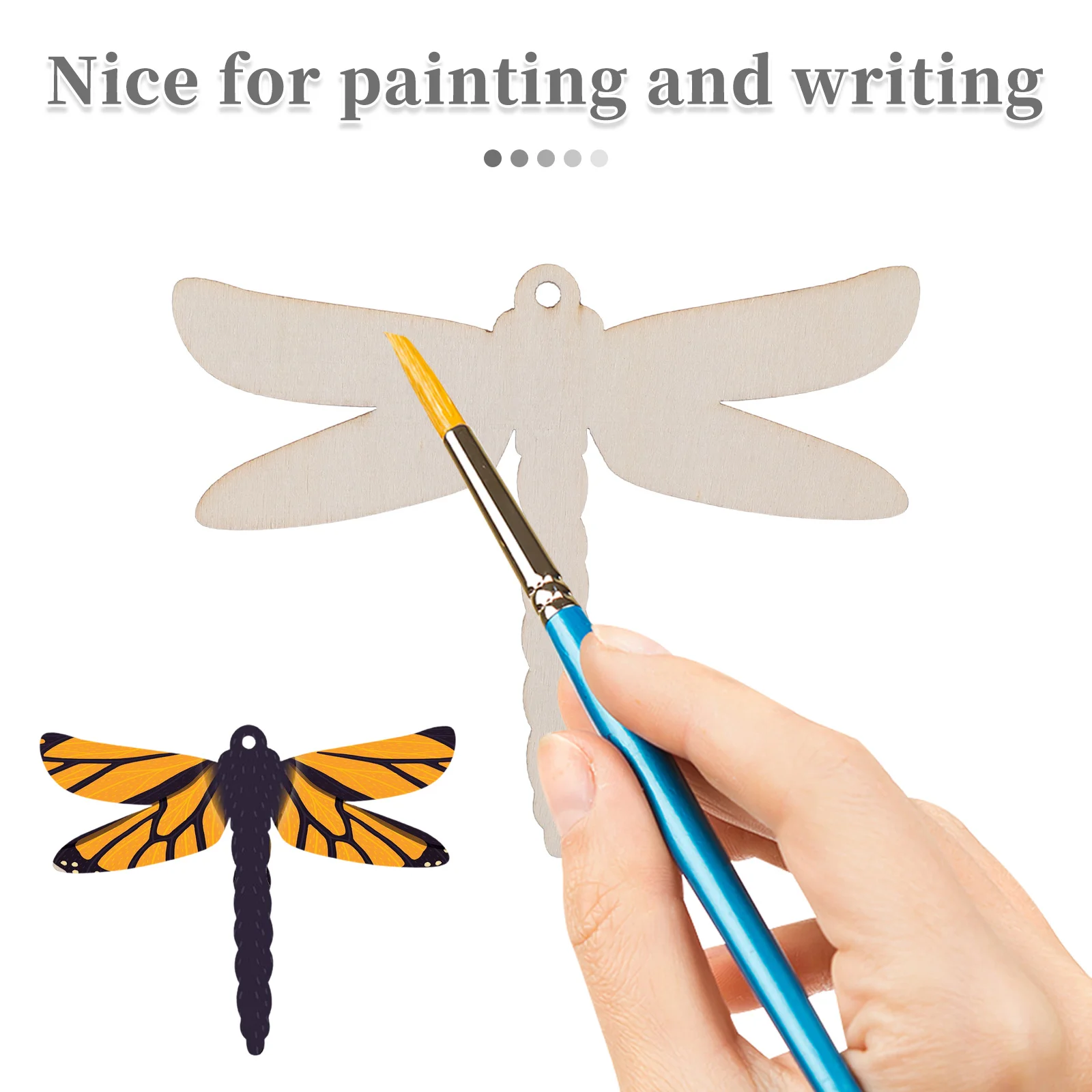 20개 빈 동물 모양 나무 잠자리 모양 DIY 페인팅 염색 공예 용품 잠자리 나무 벽 장식