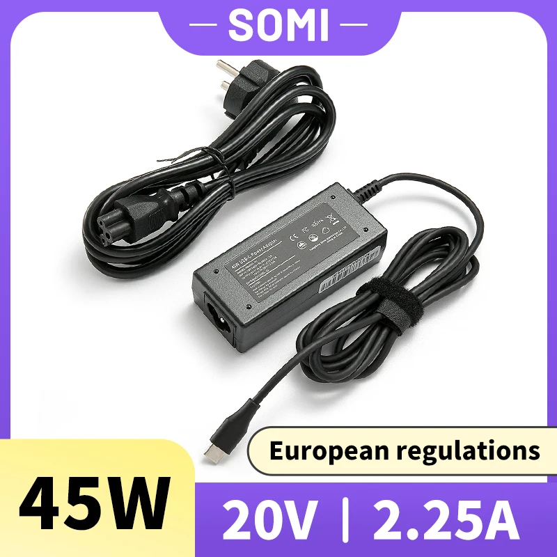 

Somi 20V 2.25A 45W Type USB C Laptop AC Adapter Power Supply ​Charger For Lenovo C330 S330 C340 S340 100E T480 T480S T580 T580S