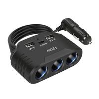 3 in 1 Dual USB Socket 120W Car Cigarette Lighter Splitter 12V 24V Fast Charger Plug Phone Power Adapter for Car DVR