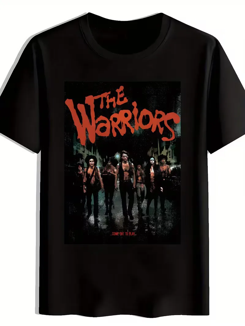 

Men'S Casual Graphic T-Shirt - 'The Warriors' Movie Print, Black Short Sleeve Cr