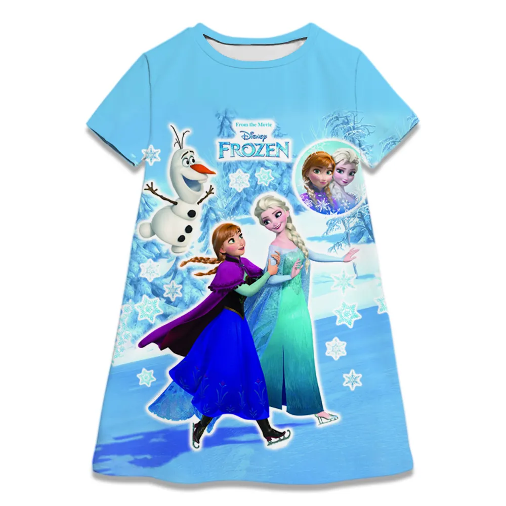 

Hot Sale Kids Girl Cosplay Snow Queen Top Disney Frozen Elsa And Anna Princess Dress for 2-8 Years Girls Birthday Party Dresses