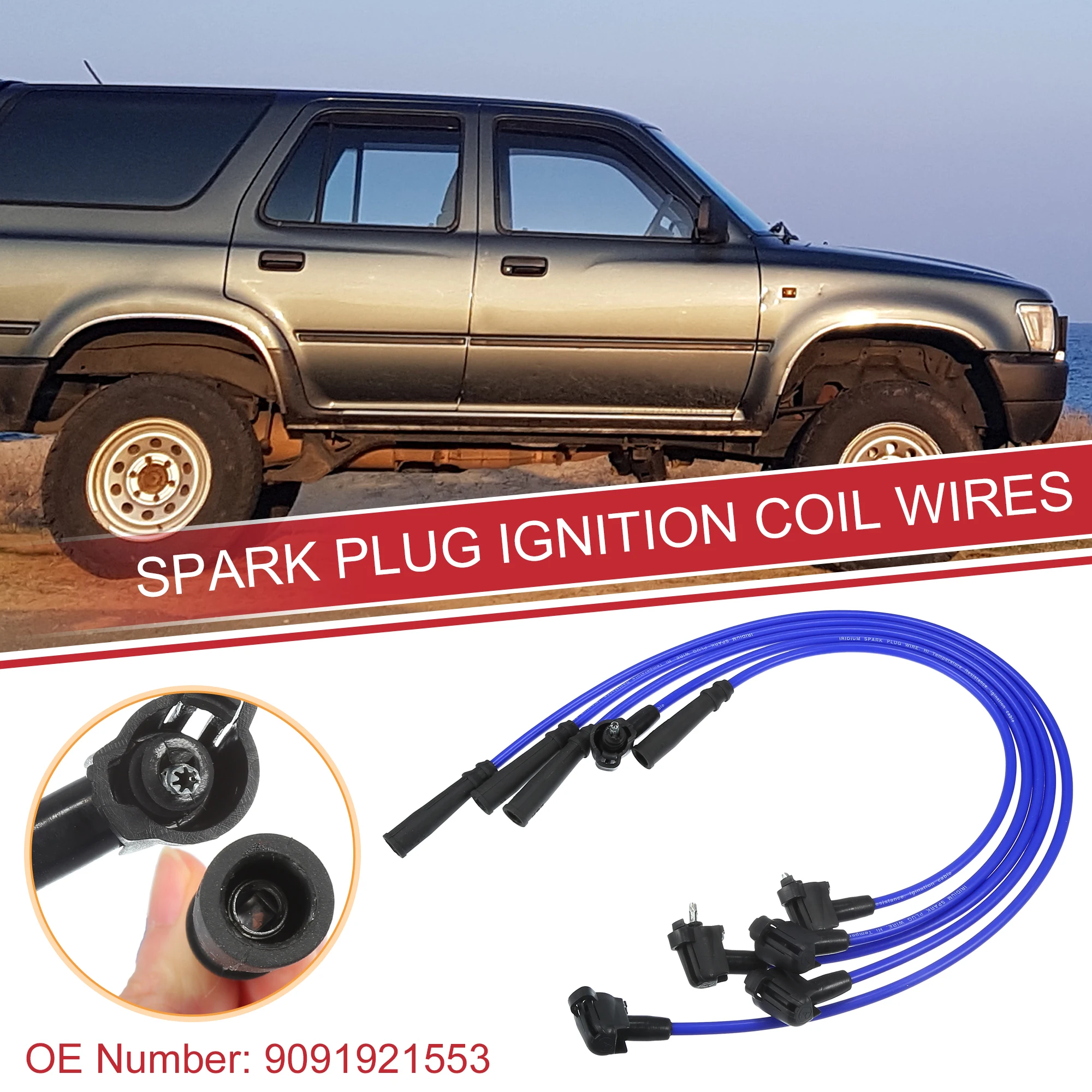 

UXCELL Car Spark Plug Coil Wires Ignition Coil Harness Cable 7mm Fit for Toyota 4Runner 1994-1995 No.9091921553 - Pack of 5