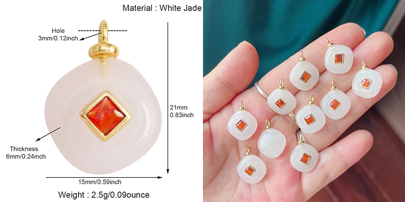 Jade Achat Amethyst Amazonit Wasser Gras Lapis Lazuli Charm Anhänger, 18K echt vergoldet Schmuck für Halskette Handwerk Herstellung S79 – Detail 5