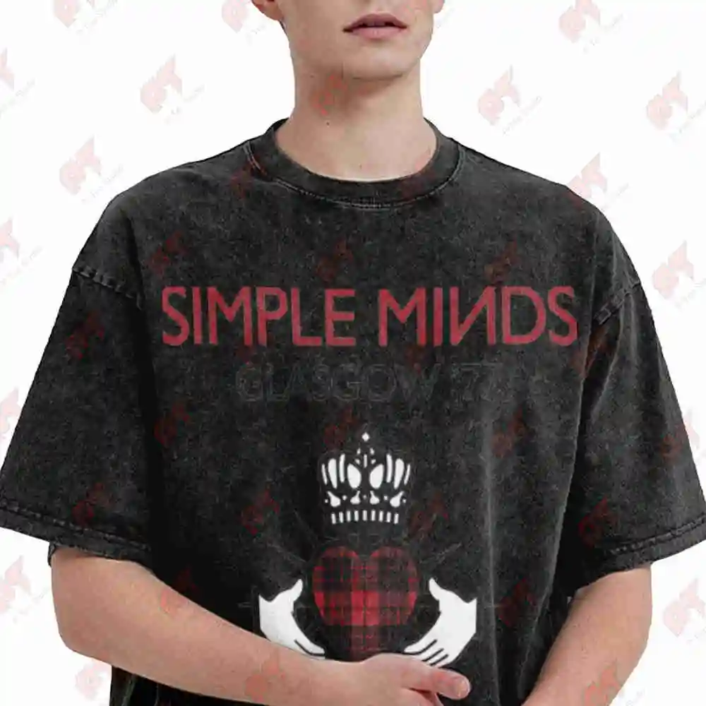 Simple Minds Vintage Washed Tee Pure Cotton T-Shirt