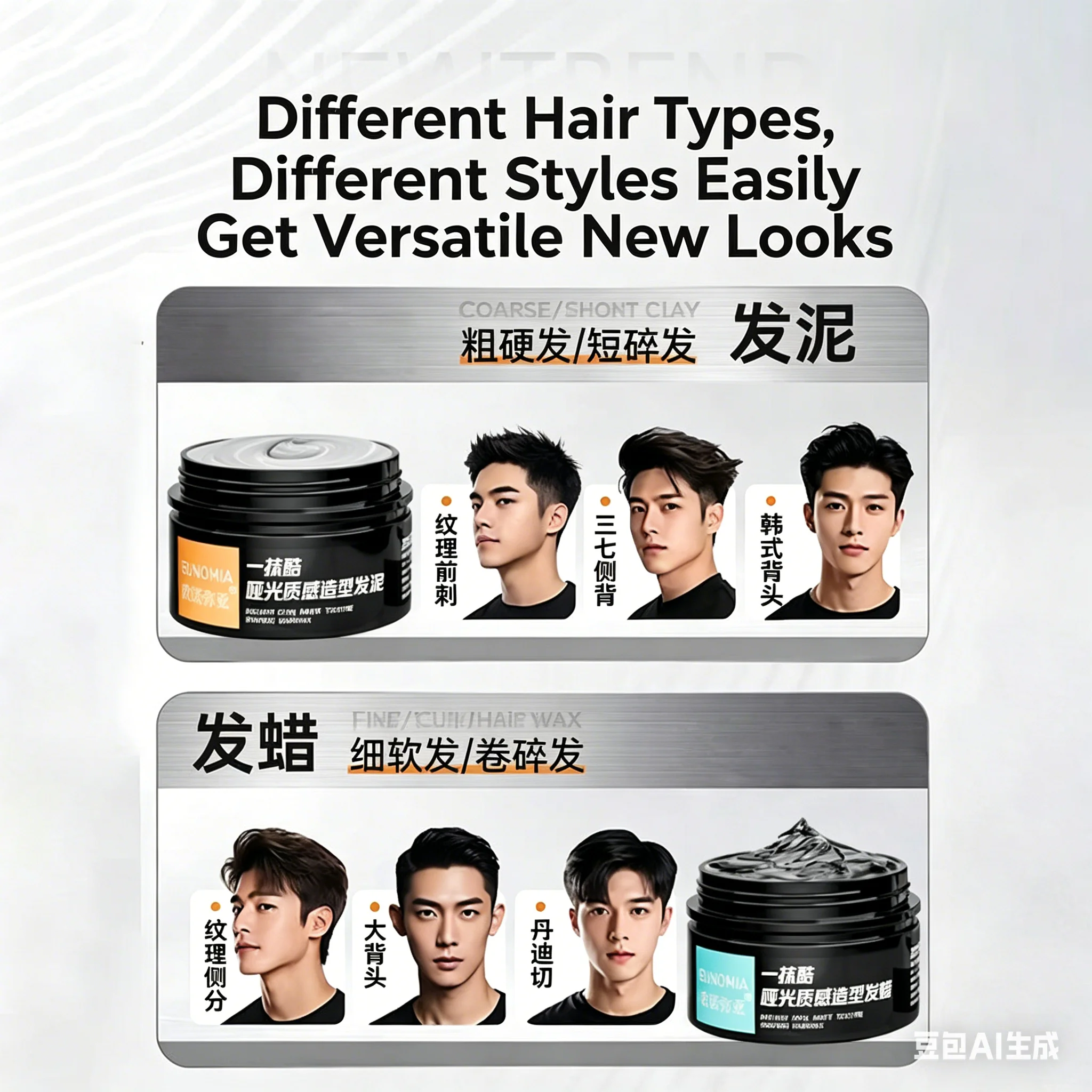 Men Matte Hair Wax 3D Fluffy Hair Clay Instant Stereo Styling Mud Anti Flat Collapse Long Lasting Natural Fresh Scent Hair Model