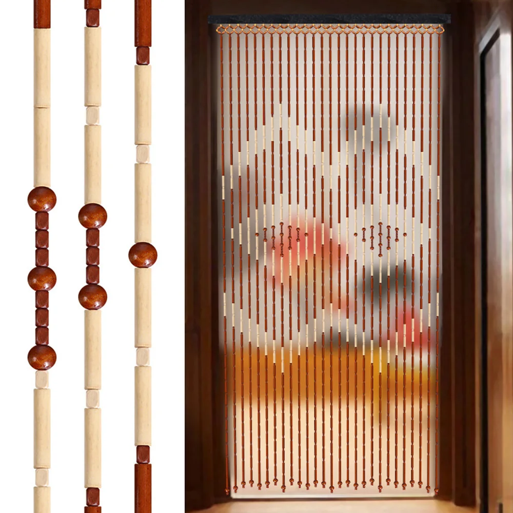 90x175cm Door Curtain Wooden Bamboo Beaded Curtain Home Accessories Bedroom Living Room Bath Doorway Porch Divider Classical