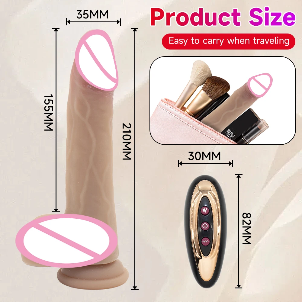 Realistic Dildo Vibrator Remote Control Anal G Spot Vagina Stimulator Heated Telescopic & Vibration & Swing Sex Toys for Women