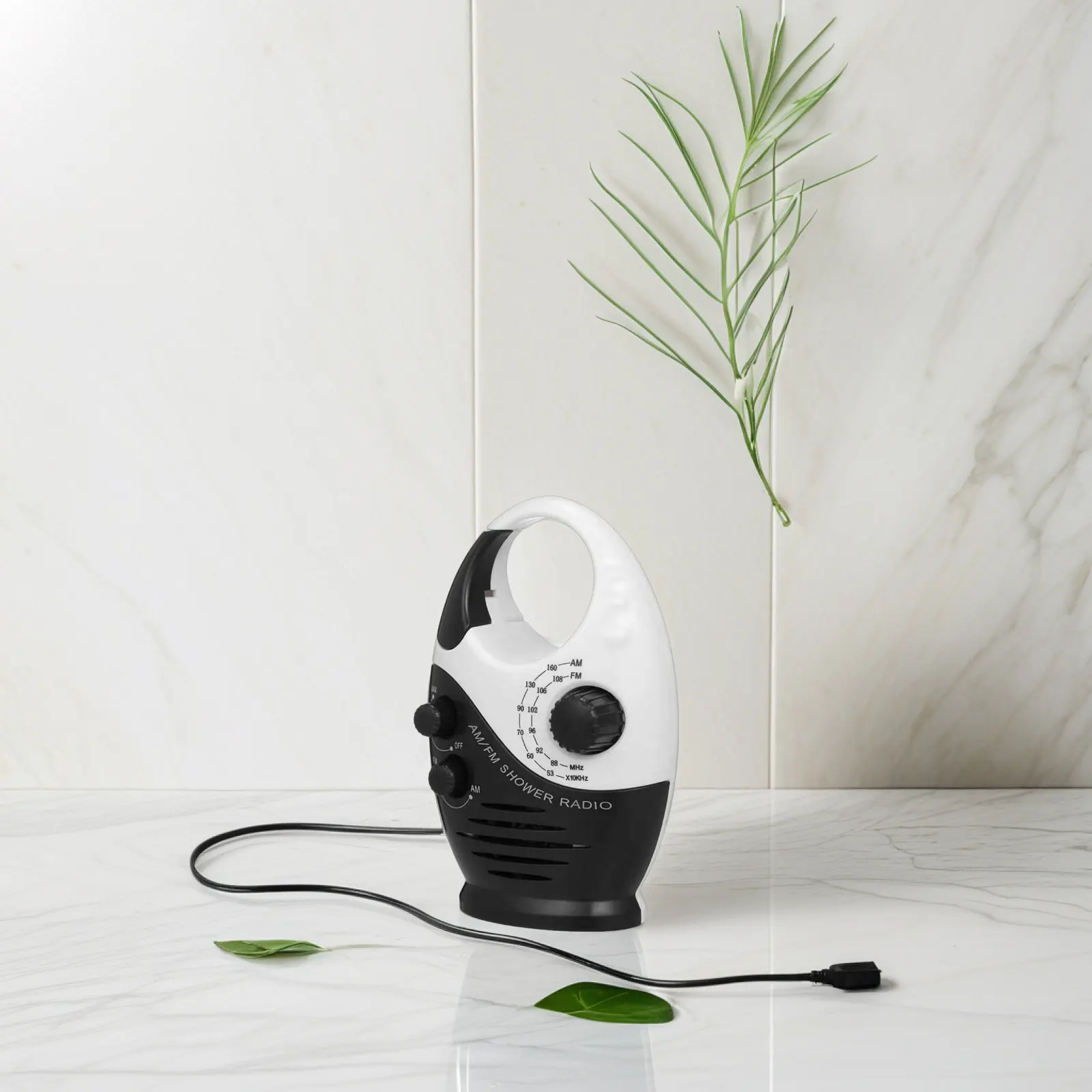 Waterproof Shower Radio Am Fm Battery Powered Portable Speakers Hook Handle Shower Room Bathroom Sound System Outdoor Portable