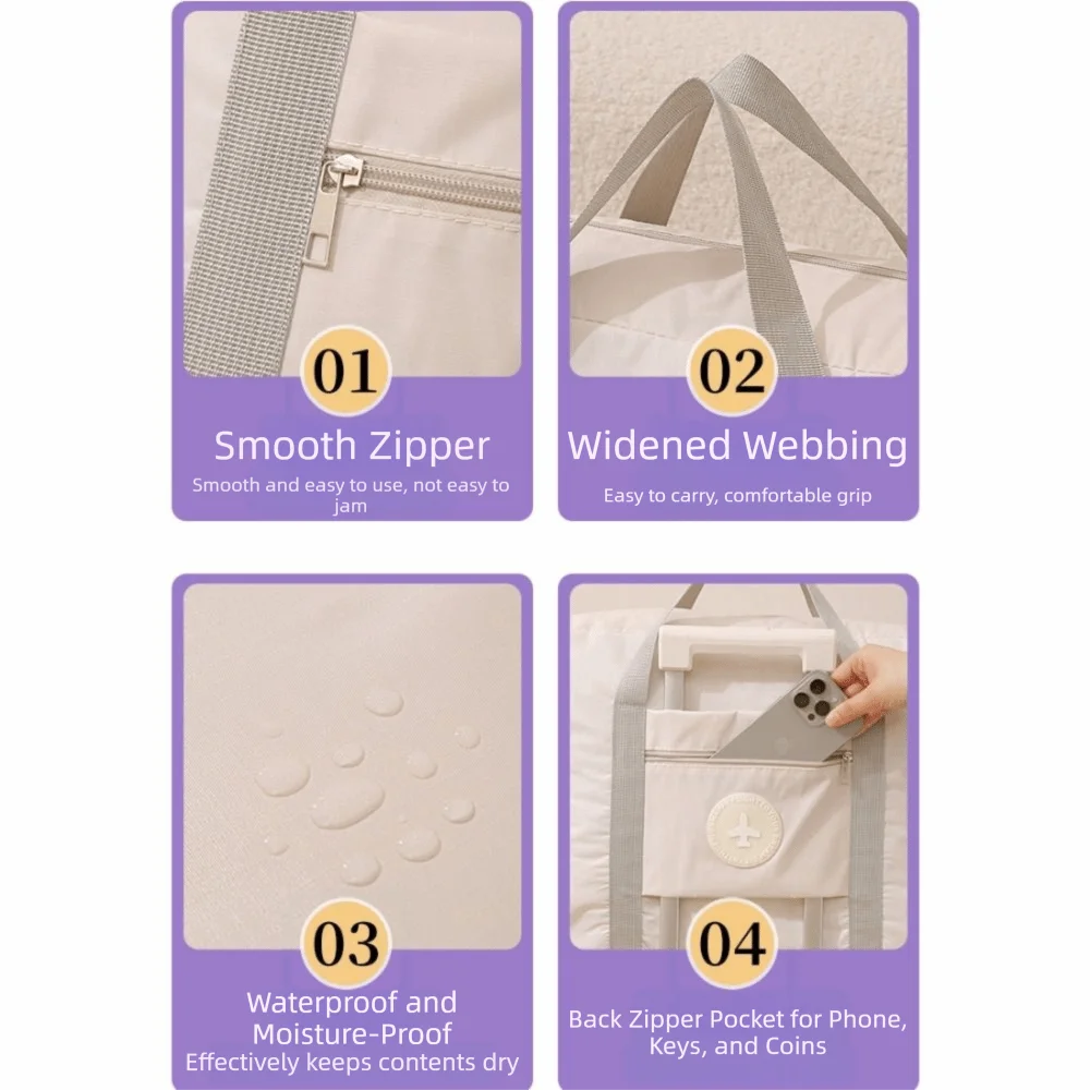 

High Quality Oxford Cloth Travel Tote Bag Soft Square Shape Square Bag Solid Color Student Shoulder Bag Travel