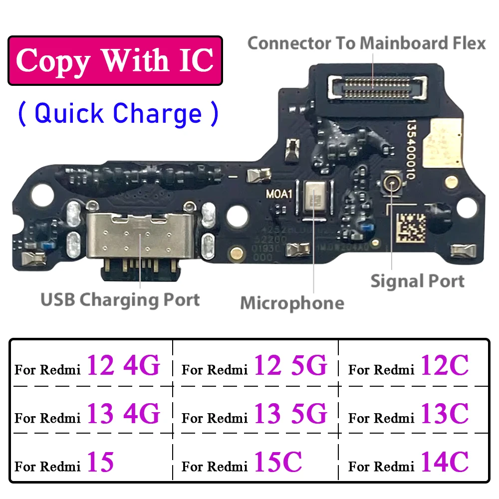 

Новый USB-порт для зарядки, док-станция, разъем, гибкий кабель для Xiaomi Redmi 12, 12C, 13, 13C, 14C, 15, 15C 4G, 5G