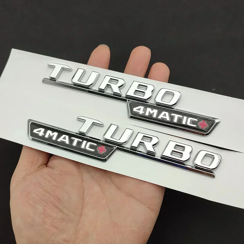 2pcs Car Letters Fender Trim Badge Turbo 4matic Plus Emblem Sticker Mercedes A45 Cla45 Amg C117 Gla45 Gle53 X247 Accessories HOT
