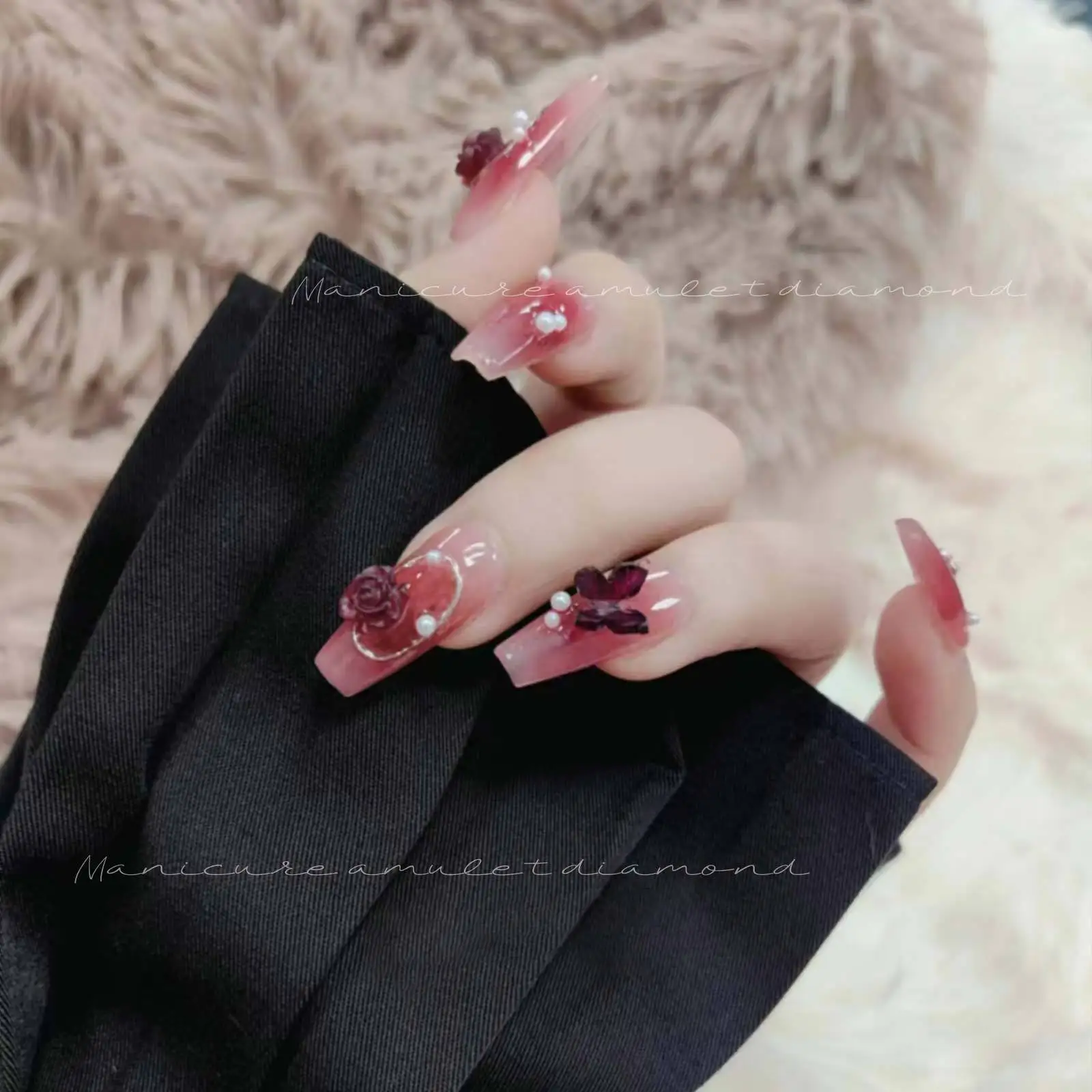 1 Set Nail Camellia Material bag accessories Pop Bow mix and match chain floral nail accessories wholesale