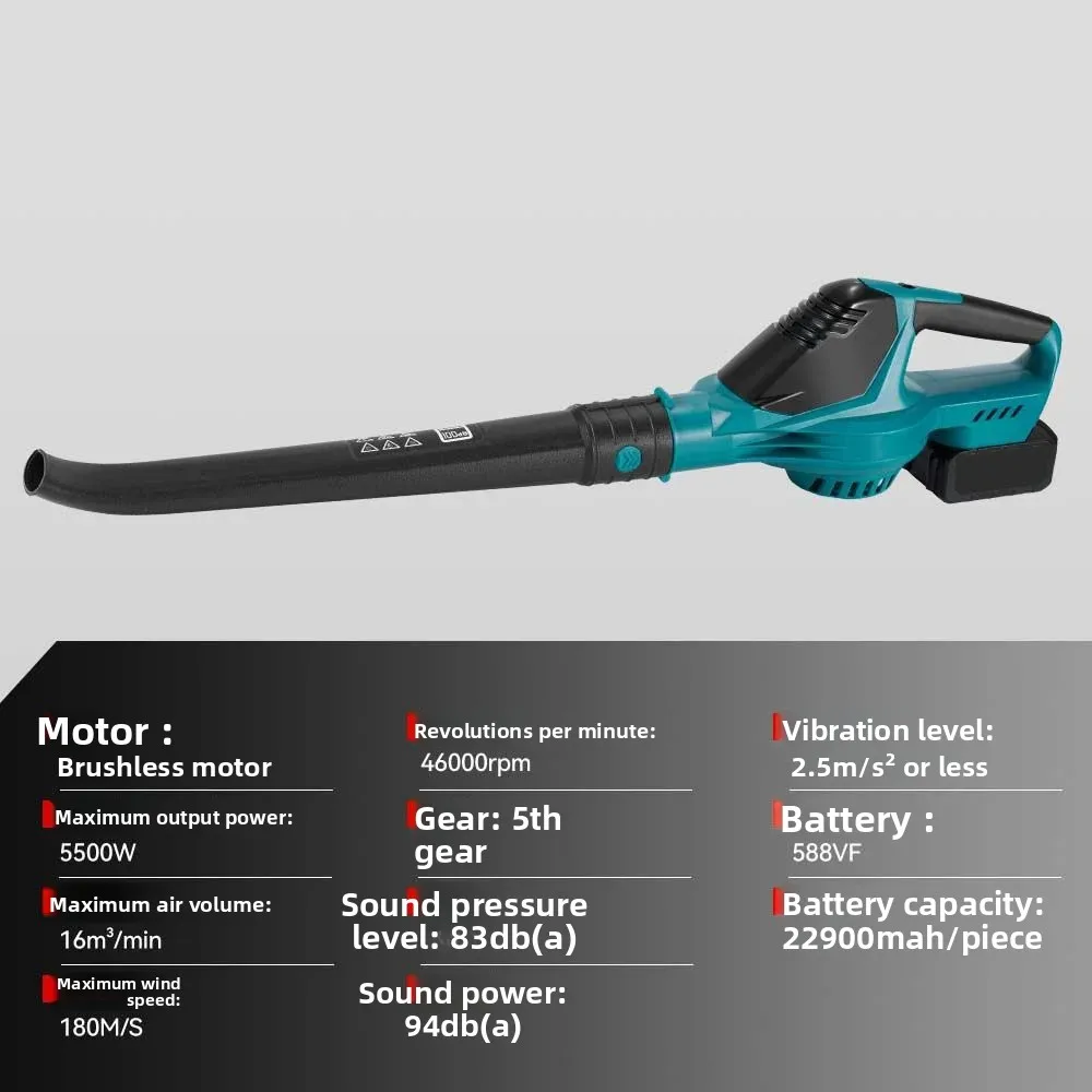 Lithium Battery Blower High-power Handheld Blower, 5-speed Brushless Hair Dryer, Snow Blower Dust Removal  Gun