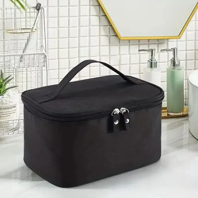 1pc Double Layer Large Capacity Cosmetic Bag Business Trip Men\'s Toiletry Bag  Oxford Cloth Storage Bag Portable Handbag