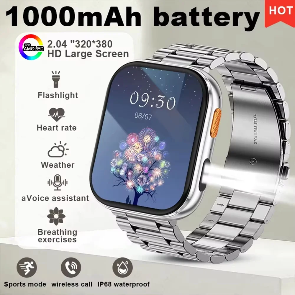 New 1000mAh Battery Smart Watch Women Heart Rate Sleep Monitoring Bluetooth Call IP68 Waterproof Smartwatch Men For Android IOS