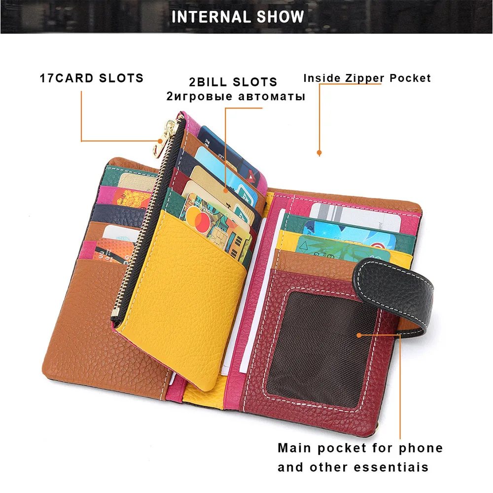 Fashion Genuine Leather Women Wallet 2023 New Wallet Zipper Buckle Multi-card Coin Purse