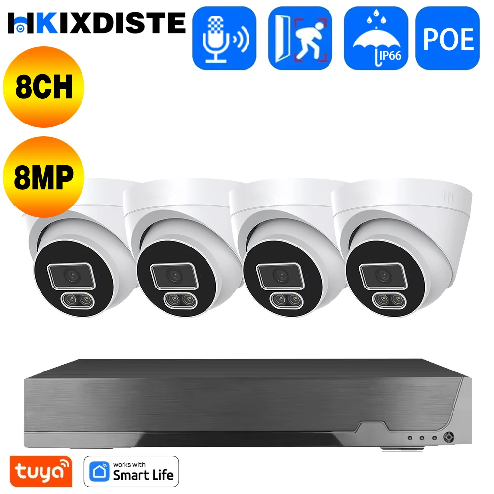 

Smart life Tuya 8CH 4K NVR 8MP Security POE Camera System Smart AI Human Detected Indoor Outdoor CCTV Video Surveillance Kit P2P