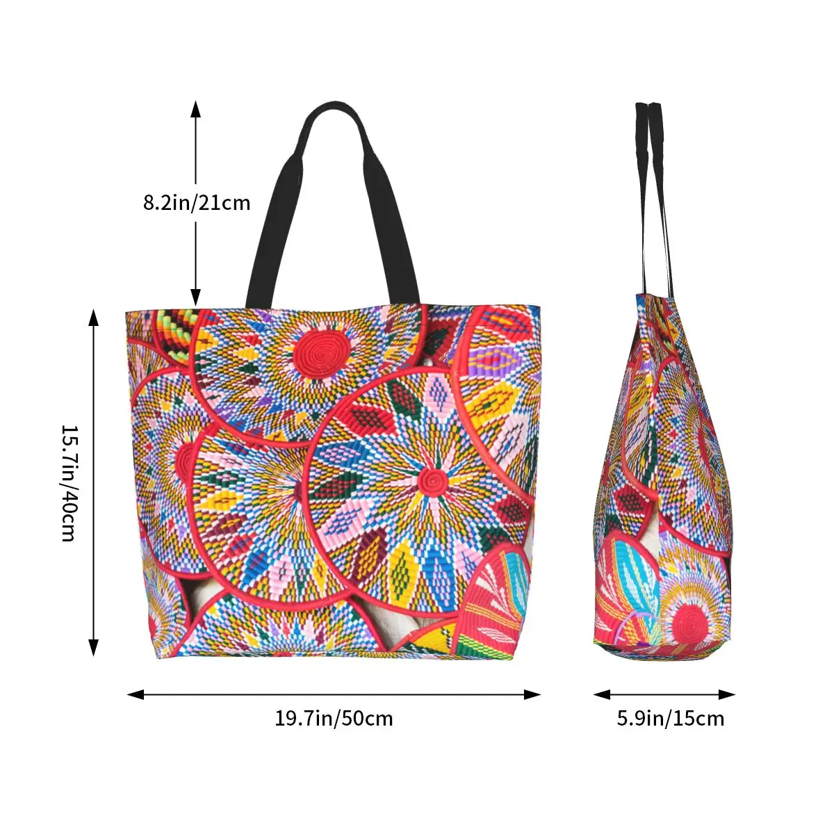 Ethiopian Habesha Art Groceries Shopping Bags Custom Print Canvas Shopper Shoulder Tote Bag Large Capacity Durable Handbag