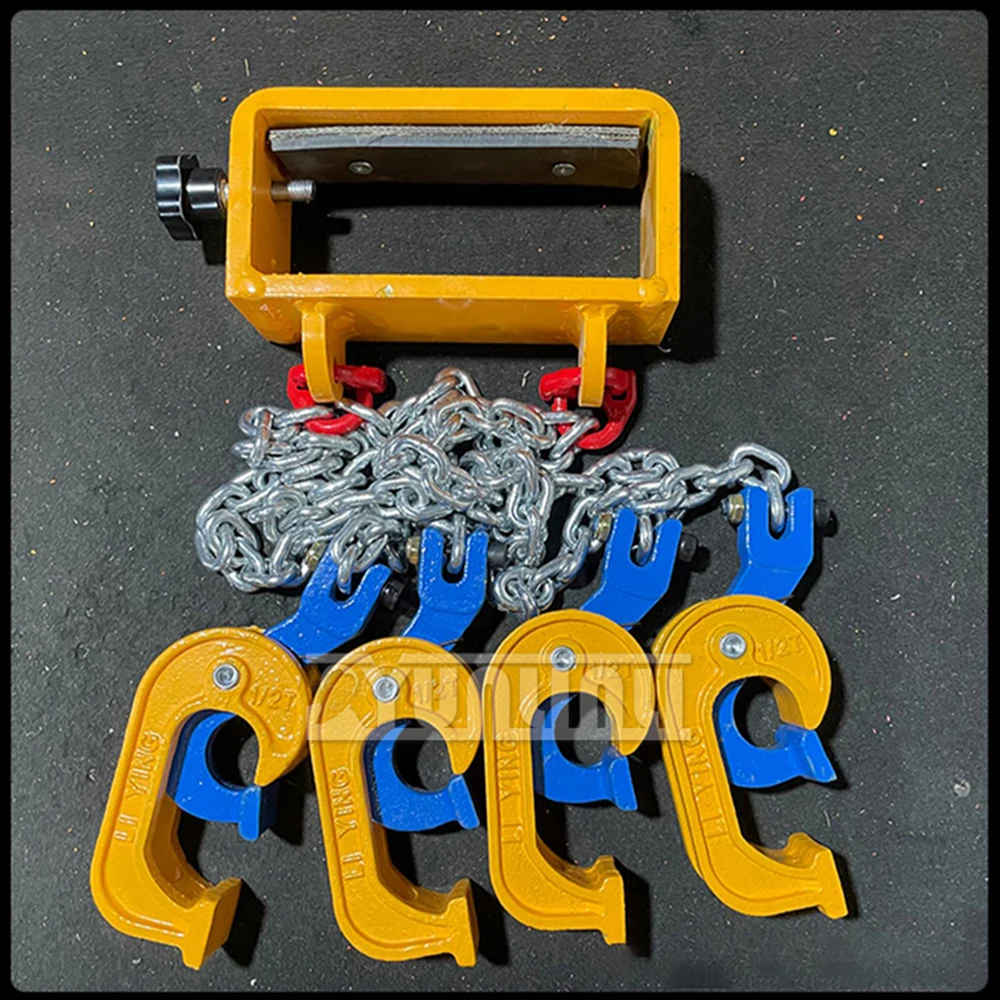 2 Claw  Clamp Hook 2T Oil Drum Lifter Chain Carbon steel for Forklifts or Cranes Plastic Metal Drums Unloading Tool