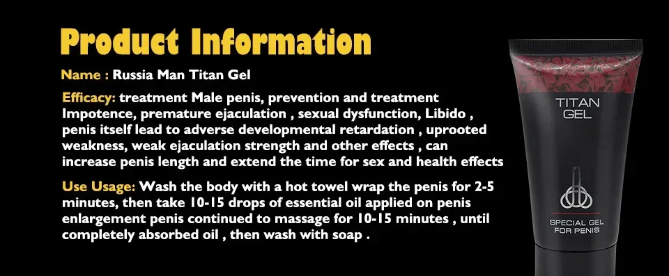 Krim Titan Gel emas 50ml, krim Titan Gel asli, krim pembesar minyak esensial Perbesar Penis XXL untuk pria