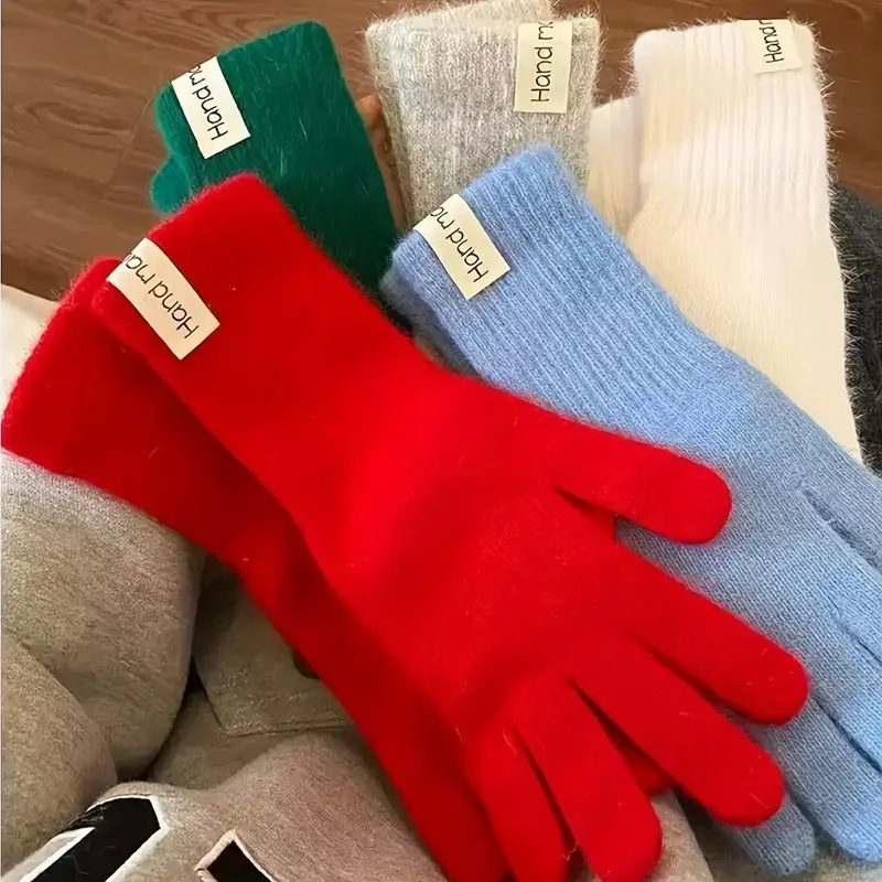 Thermo-Split-Finger-Handschuhe für Damen – dicke Winterhandschuhe mit elastischem Handgelenk und mehrfarbigen Spitzen zum Radfahren, Wandern, Skifahren