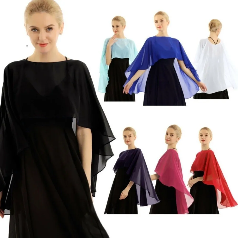 Thin Loose Fit Chiffon Cover Up Elegant Cloak Chiffon Sunscreen Outerwear Transparent Bohemian Beach Poncho Party