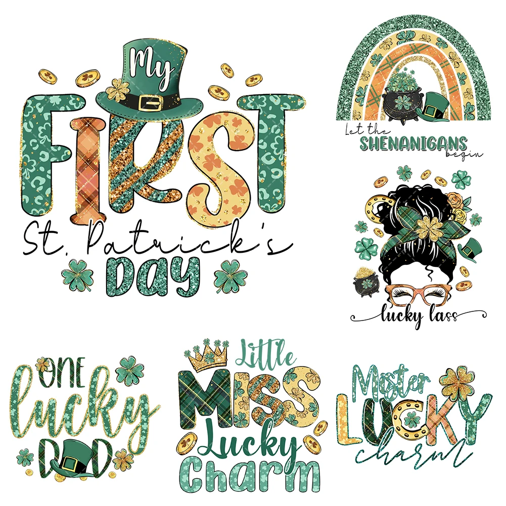 

6cm/10cm/15cm/20cm St Patrick Heart Shape Heat Transfer Stickers Iron On Clothes DTF Vinyl Thermal Appliques Washable Patch