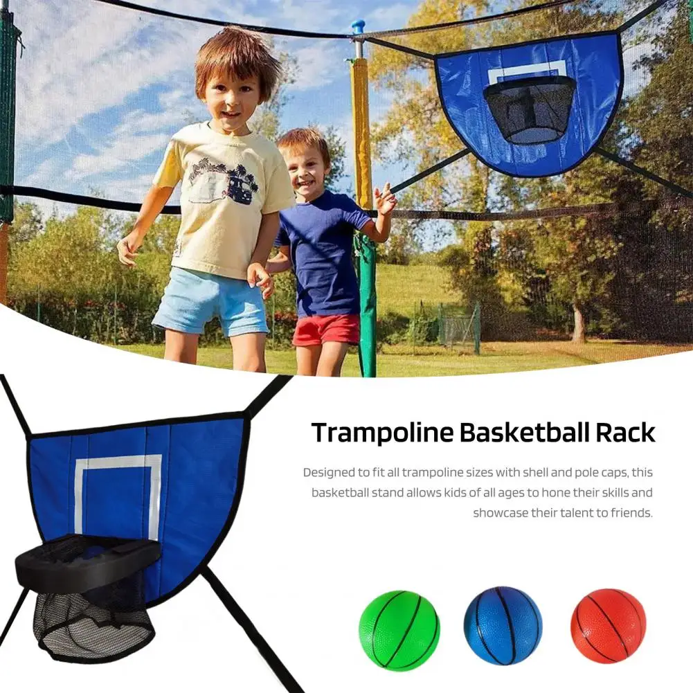 Adjustable Trampoline Basketball Hoop Trampoline Basketball Hoop Set for Kids Adults Indoor Outdoor Garden Game with 3 for Shoot