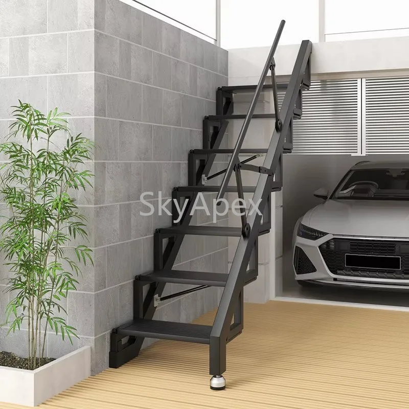 Modern Indoor Aluminum Folding Telescoping Step Ladder Portable Extendable Small Size  Heavy Duty Anti-Slip Multi-Purpose Sturdy view 2