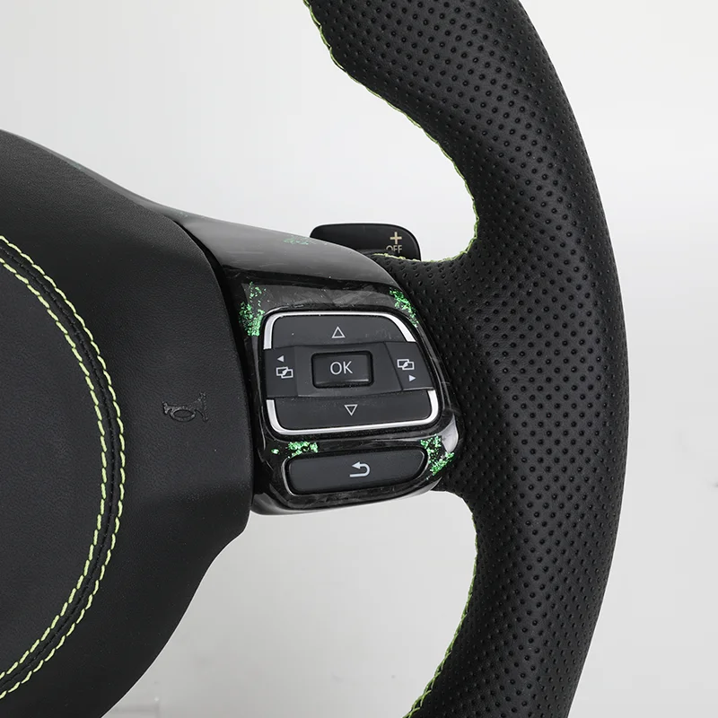 Customized Volant Leather Forged Carbon Steering Wheel for  VW R Golf 6 MK6 GTI Polo 6R Scirocco Passat B7 CC R-Line