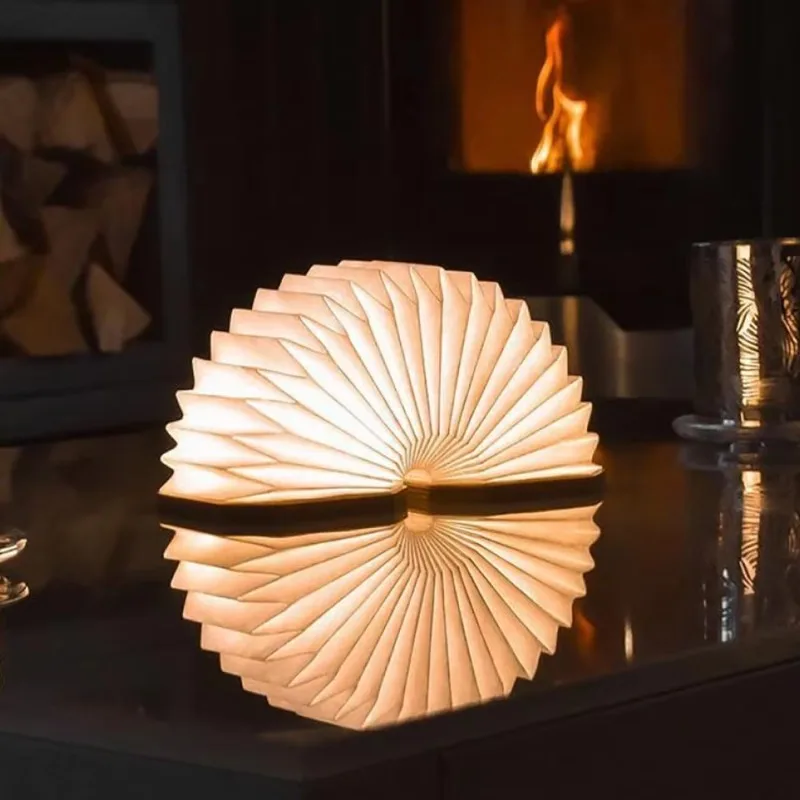 

LED Rechargeable Wooden Accordion Lamp Smart Folding Light for Camping Teachers Appreciation Gifts