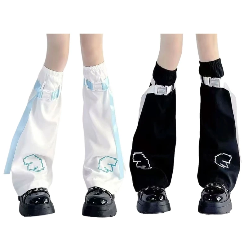 Trendy Fashion Knee Length Flared Leg Sleeves for Women Japanese Harajuku Aesthetic Wing Embroidered Leg Warmers Socks 10CD