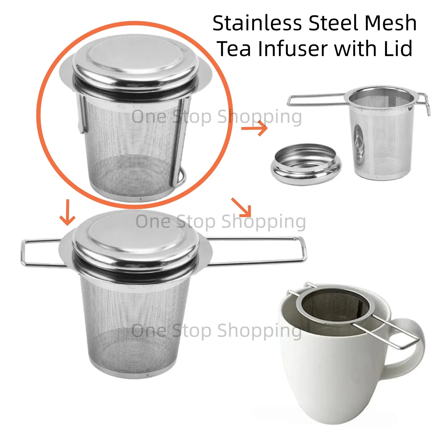

Stainless Steel Mesh Tea Infuser with Lid Reusable Cup Strainer Loose Leaf Spice Filter for Teapots Mugs Cup to Steep Tea Coffee
