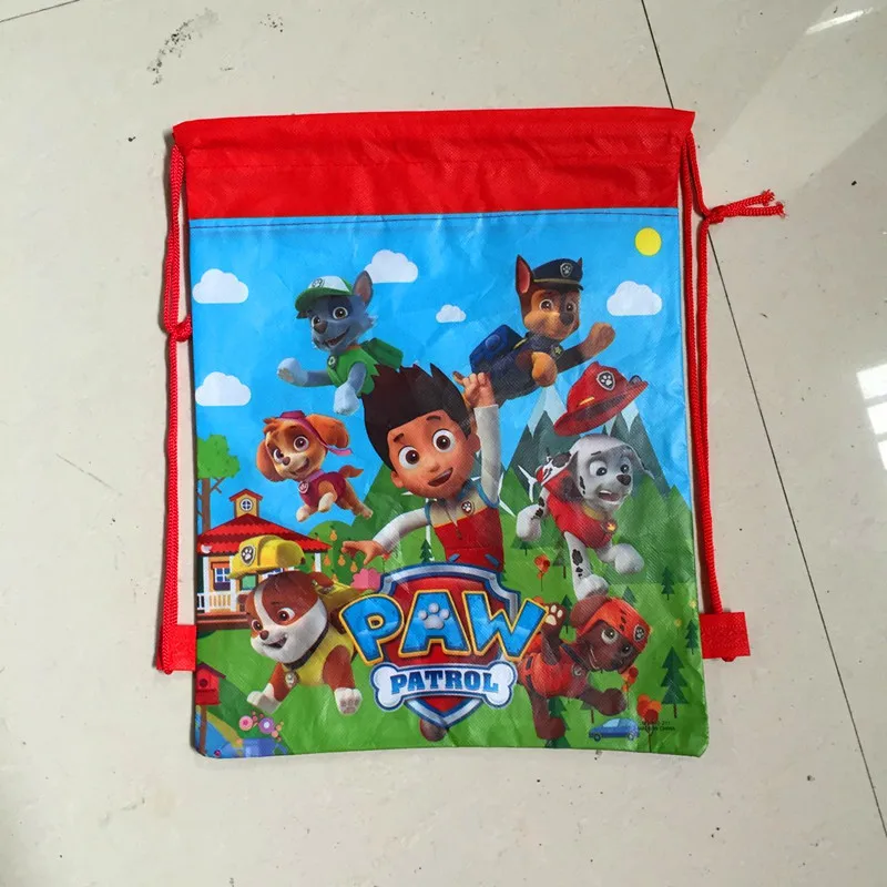 Paw Patrol Chase Anime Borsa con coulisse in tessuto non tessuto Cartone animato Kawaii Borsa regalo per festa di compleanno Divertente borsa a tracolla per bambini Regali