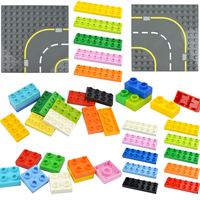 MOC Big Size Bulk Thin Building Blocks Colorful Large Particle Road Plate Assembled Construction Bricks Toy Compatible Duploes