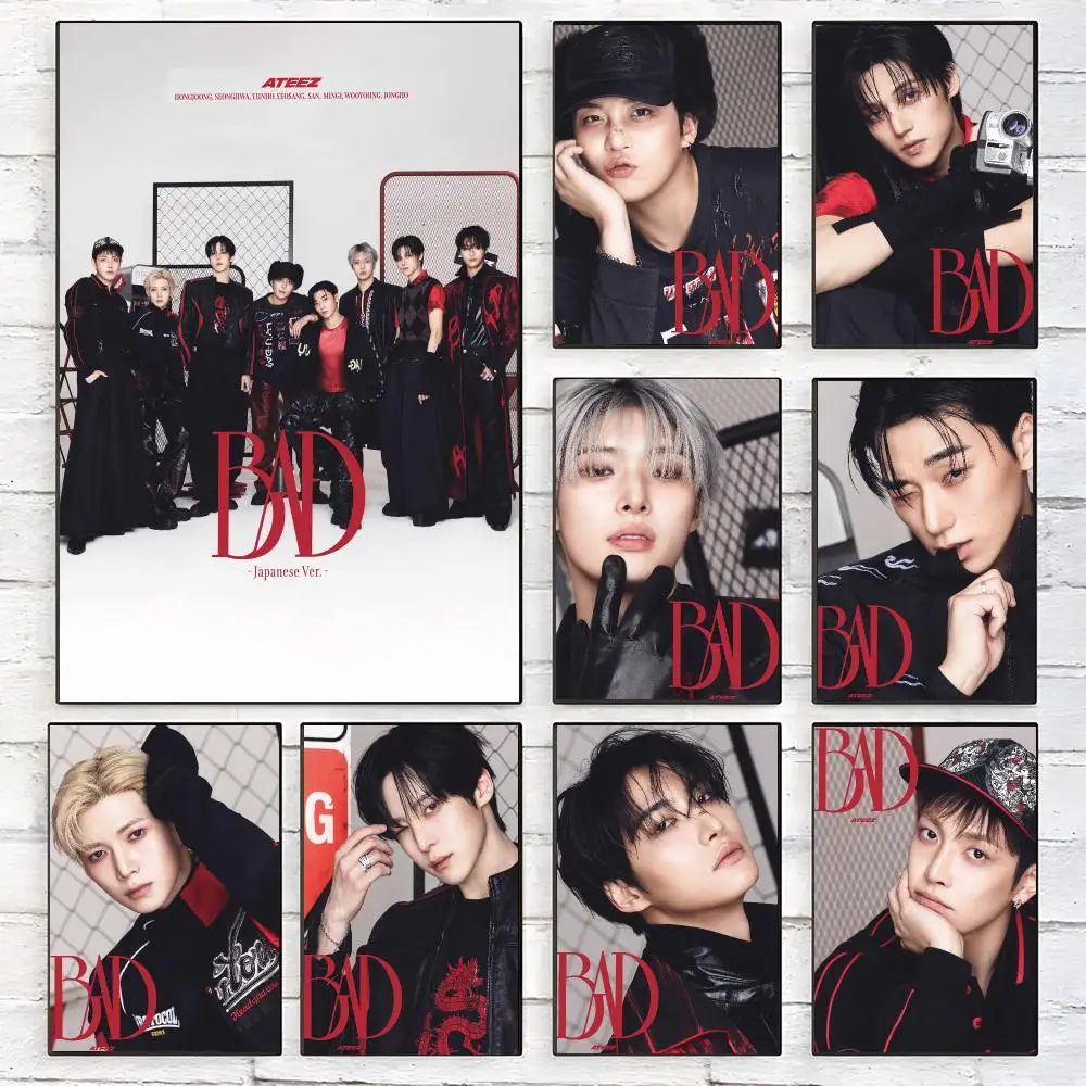Kpop Band A-Ateez Bad Poster Trendy Aesthetic Wall Art high-end Bedroom Home Cafe Decor