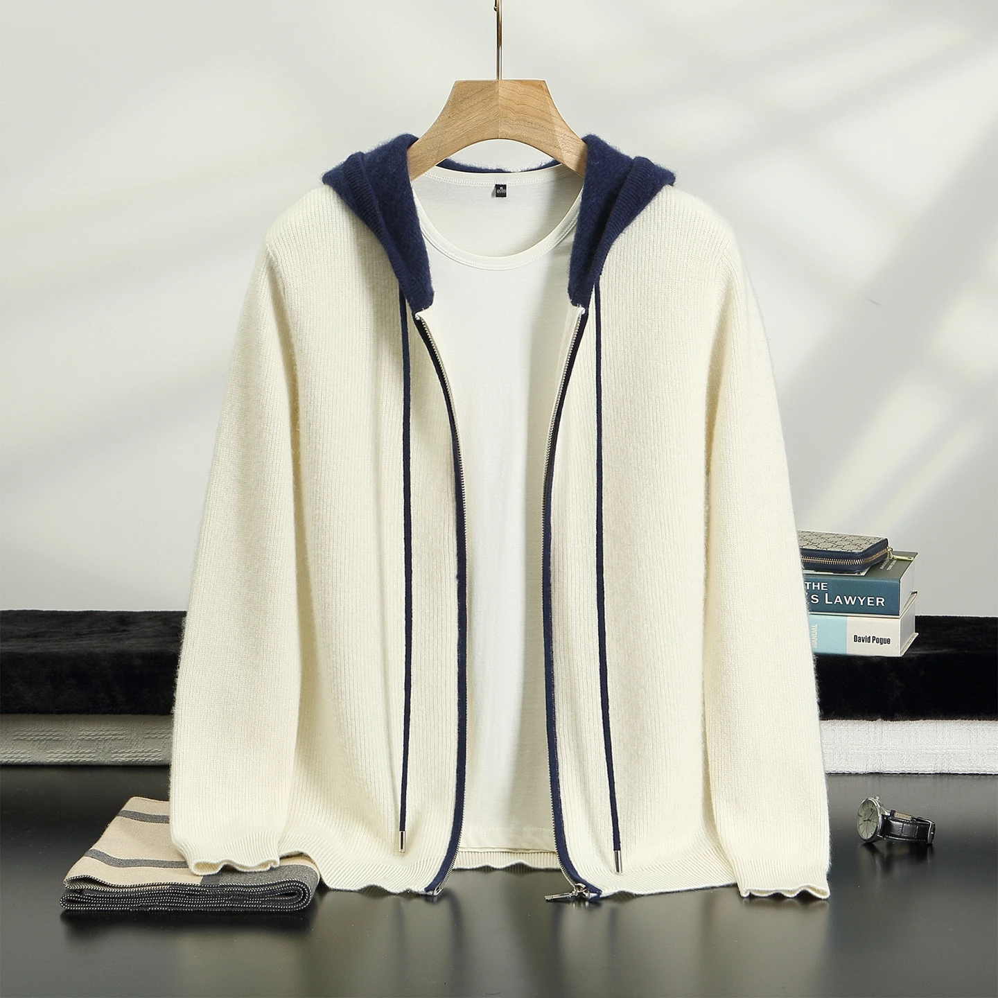 Farbblock-Pullover aus 100% Ka – Knitted Cardigan Men Bewertung und Preis